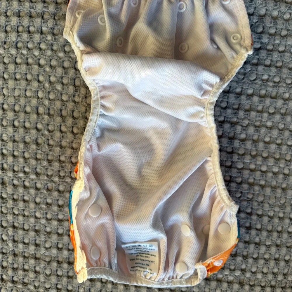 Babygoal Reusable Cloth Diaper One Size Citrus Orange Print Snap Closure